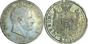 Italie - Règne d'Italie - 2 lire 2ème type - Tranche en creux - 1810 M (Milan)