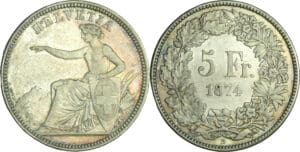 Suisse - 5 francs 1874 B