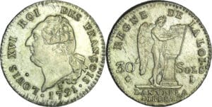 France - Constitution (1791-1792) - 30 sols type FRANCOIS 1791 I (Limoges)