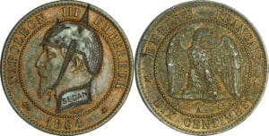 France - Napoléon III (1852-1870) - 10 centimes tête laurée 1864 A (Paris) monnaie satirique
