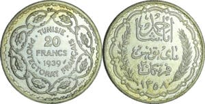 Tunisie - Ahmed, Bey (1929-1942) - 20 francs ١٣٥٨ (1939) essai