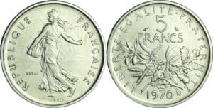 France - Cinquième république (1959- ) - Essai 5 francs Semeuse 1970