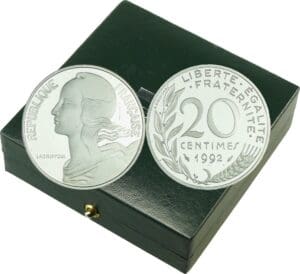 France - Cinquième république (1959- ) - Piéfort argent 20 centimes Marianne 1992