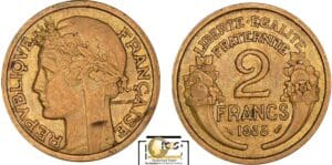 France - Troisième république (1871-1940) - 2 francs Morlon bronze-alu 1935
