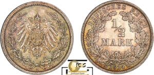 Allemagne - 1/2 Mark 1906 G (Karlsruhe) - 1914 A (Berlin)