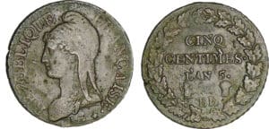 France - Directoire (1795-1799) - 5 centimes Dupré - grand module - An 5 BB (Strasbourg)