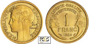 France - Troisième république (1871-1940) - 1 franc Morlon bronze-alu 1934