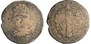 France - Constitution (1791-1792) - 2 sols au faisceau type FRANCOIS - 1792 N (Montpellier)