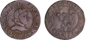 Louis XIII (1610-1643) - Double tournois au buste enfantin et col plat - 1621 R (Villeneuve)