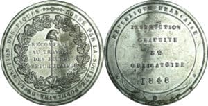 France - Médaille politique - Récompense au travail des jeunes républicains, 1848