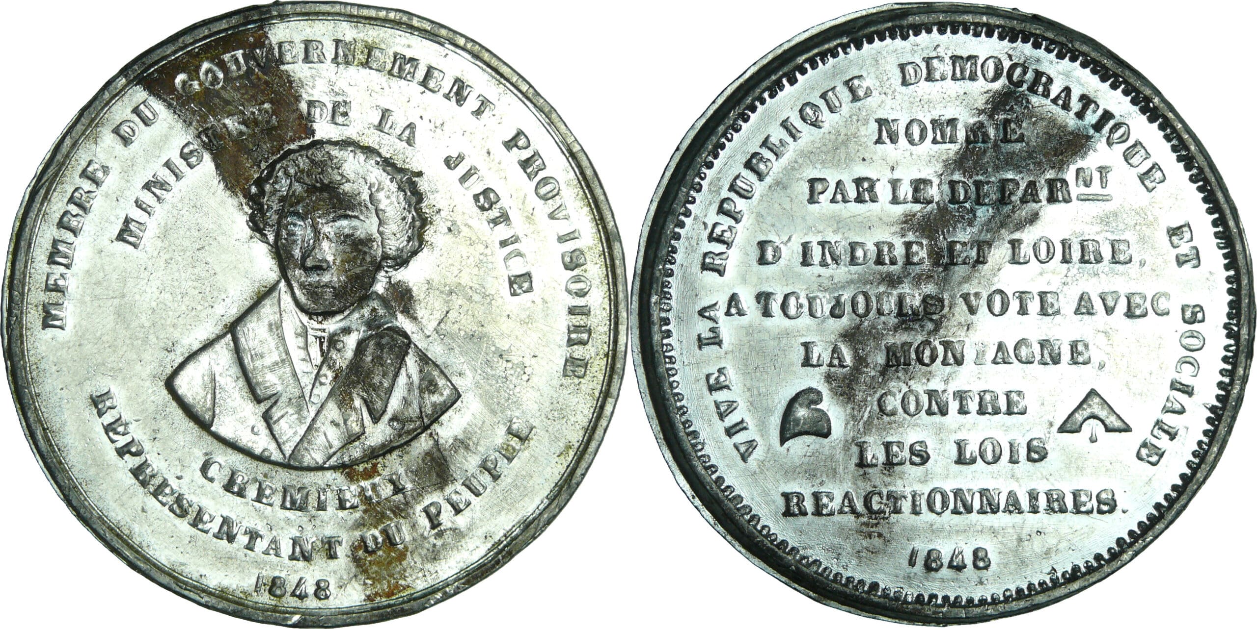 France - Médaille politique - Adolphe Crémieux, 1848 France - Médaille politique - Adolphe Crémieux, 1848