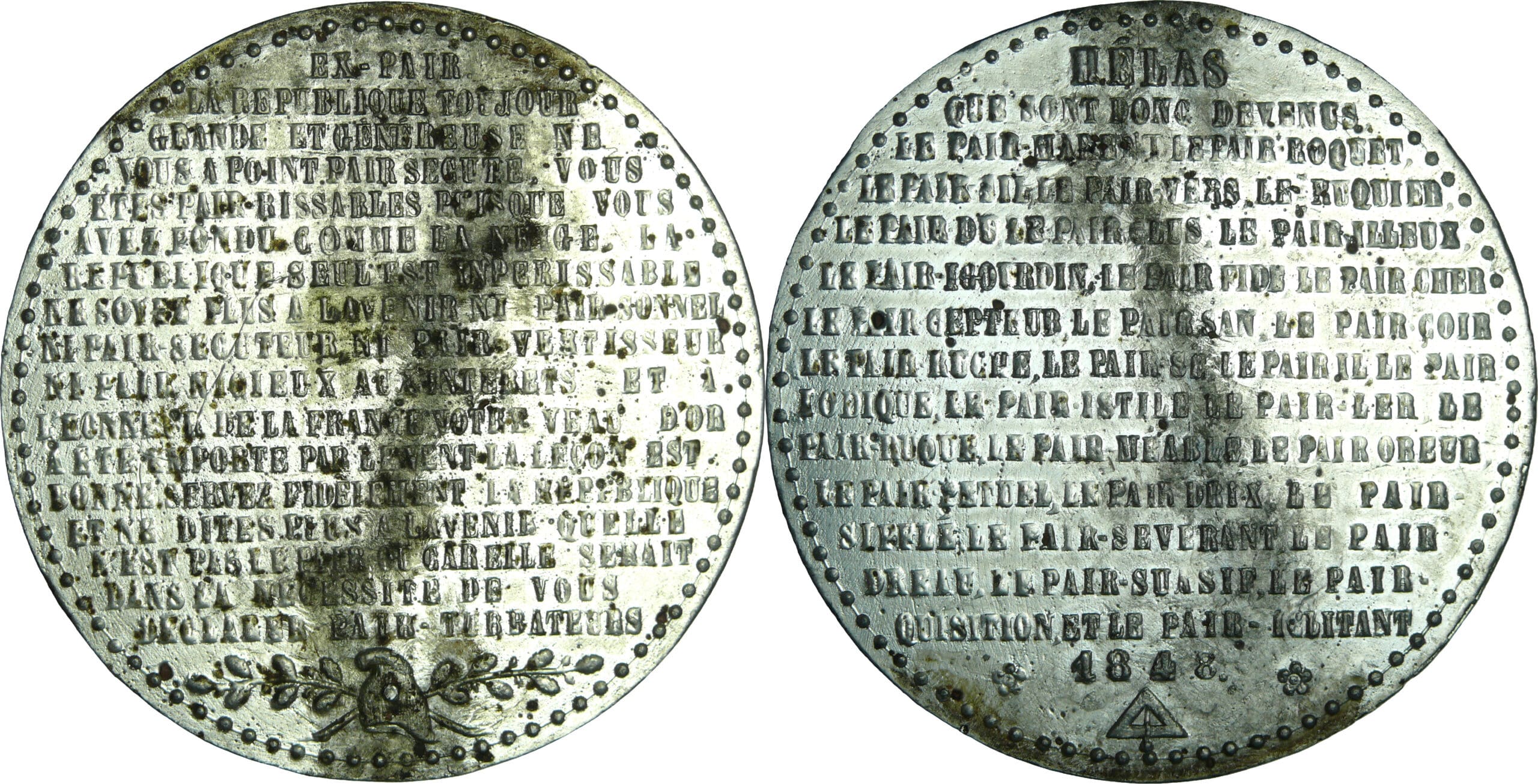 France - Médaille politique - Satire des anciens pairs de France, 1848 France - Médaille politique - Satire des anciens pairs de France, 1848