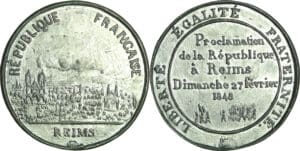 France - Médaille politique - Série Rémoise, Proclamation de la République à Reims, 1848