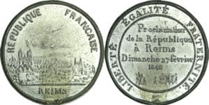 France - Médaille politique - Série Rémoise, Proclamation de la République à Reims, 1848