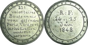 France - Médaille politique - Série Lilloise, Volontaires boulonnais des journées de Juin, 1848